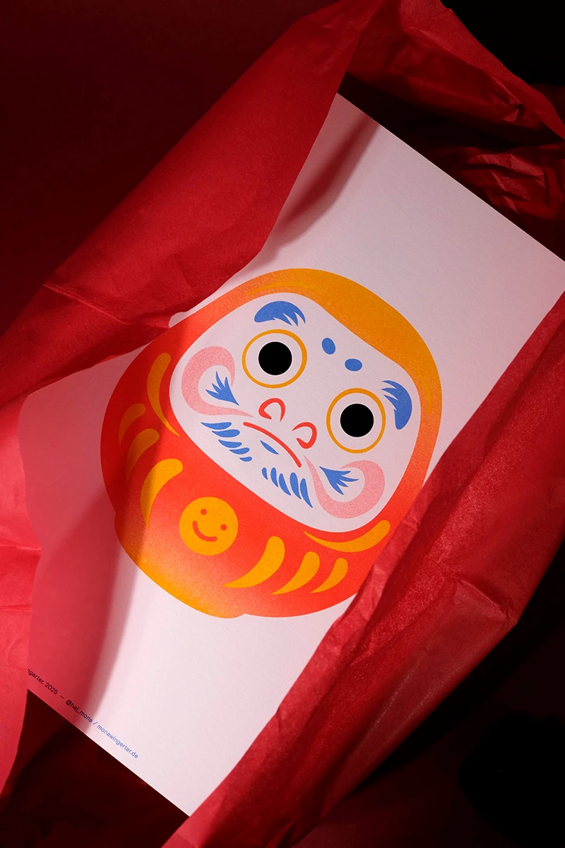 Mona-Wingerter-portfolio-grafiker-grafikdesign-poster-card-daruma-Japan-risoprint-riso-printdesign-packagingdesign-illustration-sticker-smiley-print-herr-und-frau-rio-design-Wachenheim-Munich-34